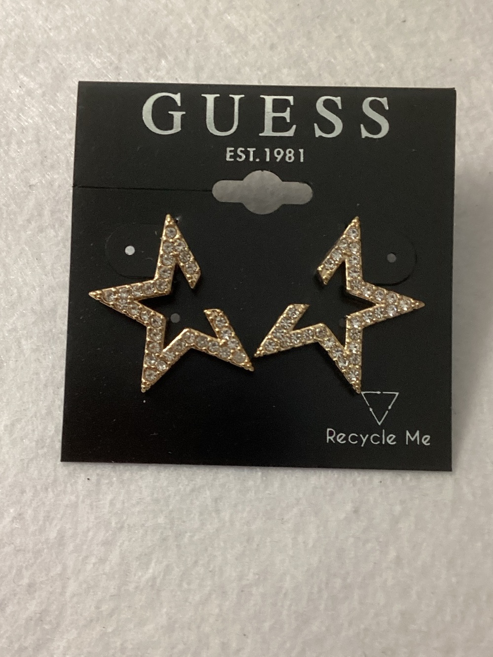 GUESS Gold Crystal Star Outline Stud Earrings